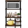 Furinno Turn-N-Tube 4-Tier Toolless Kitchen Storage Shelf Cart, Americano/Black(Amber Pine/Black)