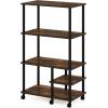 Furinno Turn-N-Tube 4-Tier Toolless Kitchen Storage Shelf Cart, Americano/Black(Amber Pine/Black)