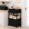 Furinno Turn-N-Tube 4-Tier Toolless Kitchen Storage Shelf Cart, Americano/Black(Americano/Black)