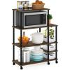Furinno Turn-N-Tube 4-Tier Toolless Kitchen Storage Shelf Cart, Americano/Black(Brown Walnut/Black)