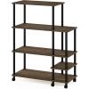 Furinno Turn-N-Tube 4-Tier Toolless Kitchen Storage Shelf Cart, Americano/Black(Brown Walnut/Black)
