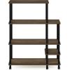 Furinno Turn-N-Tube 4-Tier Toolless Kitchen Storage Shelf Cart, Americano/Black(Brown Walnut/Black)