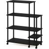 Furinno Turn-N-Tube 4-Tier Toolless Kitchen Storage Shelf Cart, Americano/Black(Dark Americano/Black)