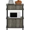 Furinno Turn-N-Tube 4-Tier Toolless Kitchen Storage Shelf Cart, Americano/Black(French Oak Grey/Black)