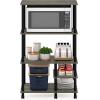 Furinno Turn-N-Tube 4-Tier Toolless Kitchen Storage Shelf Cart, Americano/Black(Grey Oak/Black)