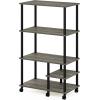 Furinno Turn-N-Tube 4-Tier Toolless Kitchen Storage Shelf Cart, Americano/Black(Grey Oak/Black)