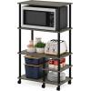 Furinno Turn-N-Tube 4-Tier Toolless Kitchen Storage Shelf Cart, Americano/Black(Grey Oak/Black)