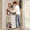 Furinno Turn-N-Tube 4-Tier Toolless Kitchen Storage Shelf Cart, Americano/Black(White Oak/Chrome)
