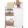 Furinno Turn-N-Tube 4-Tier Toolless Kitchen Storage Shelf Cart, Americano/Black(White Wood/Stainless Steel)