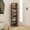 Furinno Turn-N-Tube Multi Storage Shoe Rack, 35.2″W 6-Tier, French Oak Grey/Black(Amber Pine)