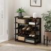 Furinno Turn-N-Tube Multi Storage Shoe Rack, 35.2″W 6-Tier, French Oak Grey/Black(Amber Pine/Black)