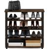 Furinno Turn-N-Tube Multi Storage Shoe Rack, 35.2″W 6-Tier, French Oak Grey/Black(Amber Pine/Black)