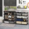 Furinno Turn-N-Tube Multi Storage Shoe Rack, 35.2″W 6-Tier, French Oak Grey/Black(Americano/Stainless Steel)