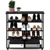 Furinno Turn-N-Tube Multi Storage Shoe Rack, 35.2″W 6-Tier, French Oak Grey/Black(Americano/Stainless Steel)