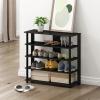 Furinno Turn-N-Tube Multi Storage Shoe Rack, 35.2″W 6-Tier, French Oak Grey/Black(Espresso/Black)