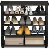 Furinno Turn-N-Tube Multi Storage Shoe Rack, 35.2″W 6-Tier, French Oak Grey/Black(Espresso/Black)