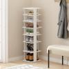 Furinno Turn-N-Tube Multi Storage Shoe Rack, 35.2″W 6-Tier, French Oak Grey/Black(White)