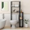 Furinno Turn-N-Tube Over The Toilet Storage, 5 Shelves Bathroom Organizer Space Saver Rack, French Oak Grey/Black(Espresso/Black)