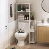 Furinno Turn-N-Tube Over The Toilet Storage, 5 Shelves Bathroom Organizer Space Saver Rack, French Oak Grey/Black(White/White)