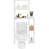 Furinno Turn-N-Tube Over The Toilet Storage, 5 Shelves Bathroom Organizer Space Saver Rack, French Oak Grey/Black(White/White)