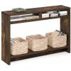Furinno Turn-N-Tube Tall-Wide Hallway Console Table with Bin, Espresso/Brown(Amber Pine)