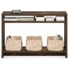 Furinno Turn-N-Tube Tall-Wide Hallway Console Table with Bin, Espresso/Brown(Amber Pine)
