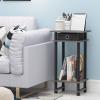 Furinno Turn-N-Tube Tall-Wide Hallway Console Table with Bin, Espresso/Brown(French Oak Grey/Black/Black)