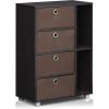 FURINNO Andrey Multipurpose Storage Cabinet, French Oak Grey/Black(Dark Walnut)