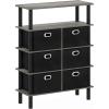 FURINNO Frans Turn-N-Tube Console Table, French Oak Grey/Black/Black(French Oak Grey)