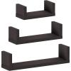 FURINNO Indo Wall Mounted Floating Shelves, Espresso