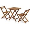 FURINNO Tioman Hardwood Patio Furniture Set C 3 Piece Bistro Set, Natural(Set C)