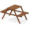FURINNO Tioman Hardwood Patio Furniture Set C 3 Piece Bistro Set, Natural(Set D)