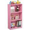 Furinno BASIC Book Shelf, 3-Tier Bookshelf with Open Shelves, Standing Bookcase, 9.3″ x 21.8″ x 39.5″, for Organization and Storage, for Living Room, Bedroom, Home Office, Espresso(Pink)
