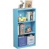 Furinno BASIC Book Shelf, 3-Tier Bookshelf with Open Shelves, Standing Bookcase, 9.3″ x 21.8″ x 39.5″, for Organization and Storage, for Living Room, Bedroom, Home Office, Espresso(Light Blue)