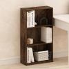 Furinno BASIC Book Shelf, 3-Tier Bookshelf with Open Shelves, Standing Bookcase, 9.3″ x 21.8″ x 39.5″, for Organization and Storage, for Living Room, Bedroom, Home Office, Espresso(Amber Oak)