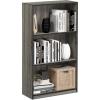 Furinno BASIC Book Shelf, 3-Tier Bookshelf with Open Shelves, Standing Bookcase, 9.3″ x 21.8″ x 39.5″, for Organization and Storage, for Living Room, Bedroom, Home Office, Espresso(French Oak Grey/Black)