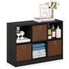 Furinno BASIC Book Shelf, 6-Cube Bookshelf with Open Shelf, 3 x 2 Bookcase with Storage Bins, Closed Back, Horizontal, 11.9″ x 31.6″ x 23.6″, for Living Room, Bedroom, Home Office, Americano(Espresso/Brown)