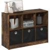 Furinno BASIC Book Shelf, 6-Cube Bookshelf with Open Shelf, 3 x 2 Bookcase with Storage Bins, Closed Back, Horizontal, 11.9″ x 31.6″ x 23.6″, for Living Room, Bedroom, Home Office, Americano(Amber Pine/Black)