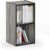 Furinno BASIC Book Shelf, 6-Cube Bookshelf with Open Shelf, 3 x 2 Bookcase with Storage Bins, Closed Back, Horizontal, 11.9″ x 31.6″ x 23.6″, for Living Room, Bedroom, Home Office, Americano(French Oak/Black)