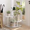 Furinno Celuka 4-Tier Indoor Outdoor Plant Stand Plant Shelf Corner Display Rack for Multiple Plants, White/Virgin White(3-Tier)