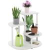 Furinno Celuka 4-Tier Indoor Outdoor Plant Stand Plant Shelf Corner Display Rack for Multiple Plants, White/Virgin White(3-Tier Round)