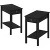 Furinno DARIO Side Table, Square End Table with Storage Bin, Round Corner Night Stand, Bedside Table with Open Back Shelf, for Living Room, Bedroom, Espresso(Americano)