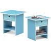 Furinno DARIO Side Table, Square End Table with Storage Bin, Round Corner Night Stand, Bedside Table with Open Back Shelf, for Living Room, Bedroom, Espresso(Light Blue/Light Blue)