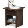 Furinno DARIO Side Table, Square End Table with Storage Bin, Round Corner Night Stand, Bedside Table with Open Back Shelf, for Living Room, Bedroom, Espresso(Columbia Walnut/Dark Brown)