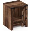 Furinno DARIO Side Table, Square End Table with Storage Bin, Round Corner Night Stand, Bedside Table with Open Back Shelf, for Living Room, Bedroom, Espresso(Rustic Brown)