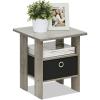 Furinno DARIO Side Table, Square End Table with Storage Bin, Round Corner Night Stand, Bedside Table with Open Back Shelf, for Living Room, Bedroom, Espresso(French Oak)
