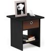 Furinno DARIO Side Table, Square End Table with Storage Bin, Round Corner Night Stand, Bedside Table with Open Back Shelf, for Living Room, Bedroom, Espresso(Americano/Medium Brown)