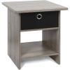 Furinno DARIO Side Table, Square End Table with Storage Bin, Round Corner Night Stand, Bedside Table with Open Back Shelf, for Living Room, Bedroom, Espresso(French Oak Grey/Black)