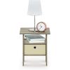 Furinno DARIO Side Table, Square End Table with Storage Bin, Round Corner Night Stand, Bedside Table with Open Back Shelf, for Living Room, Bedroom, Espresso(Sonoma Oak/Ivory)