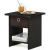 Furinno DARIO Side Table, Square End Table with Storage Bin, Round Corner Night Stand, Bedside Table with Open Back Shelf, for Living Room, Bedroom, Espresso(Espresso/Brown)